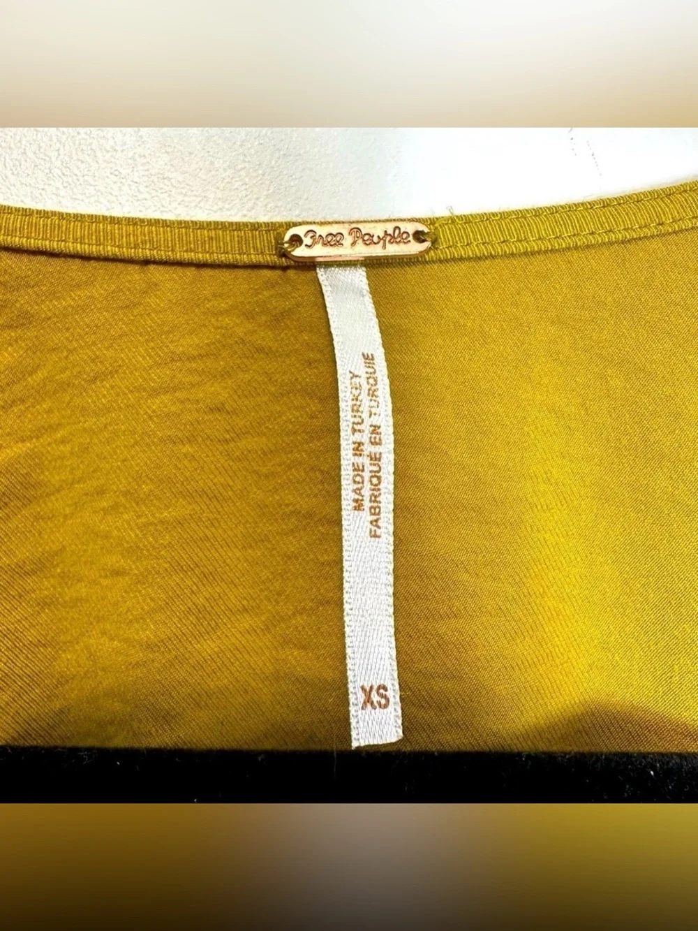 Free People Mustard Yellow V-Neck Button Front Blouse